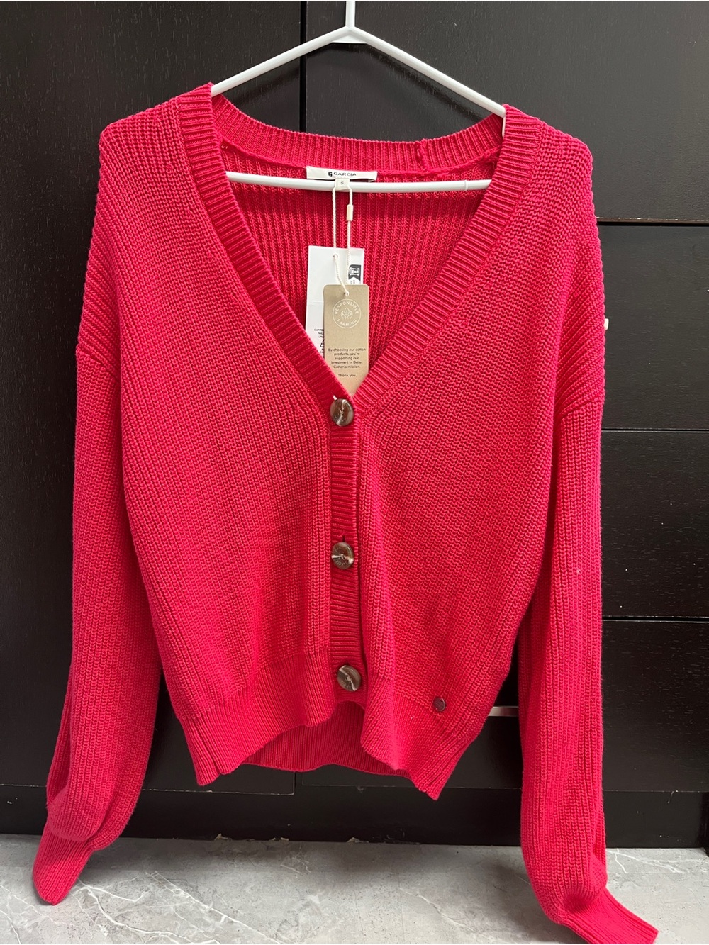 Women’s Bright Pink V-Neck Button Cardigan by SANDRO